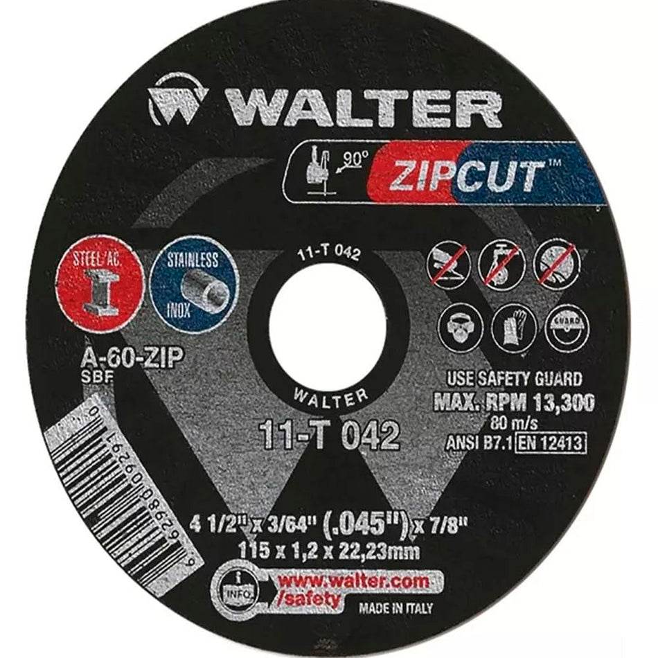 4 1/2 X 3/64 ZIPCUT WHEELS, WALTER 11T042