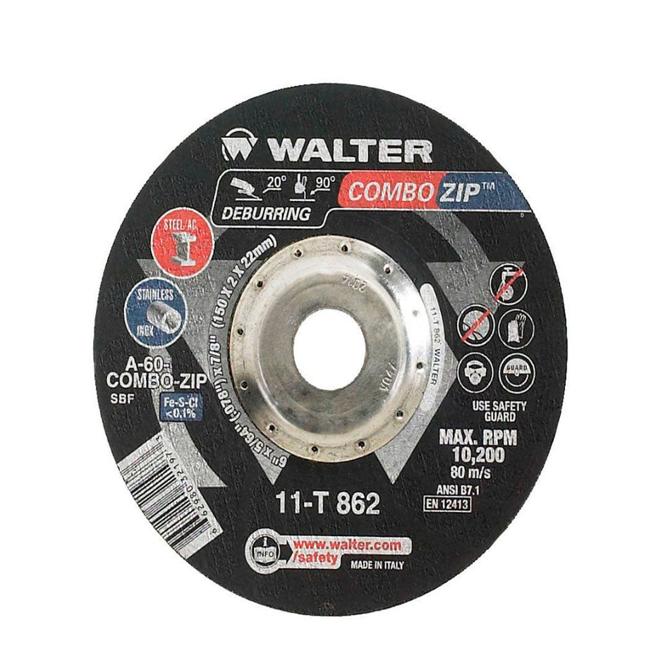 DISCO DE CORTE 6" TIPO 27 GRANO 60 ZIPCUT WALTER 11T862