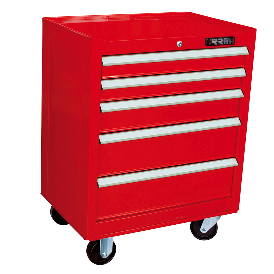 Gabinete móvil 5 gavetas color rojo serie EX 27" Urrea EX27M5