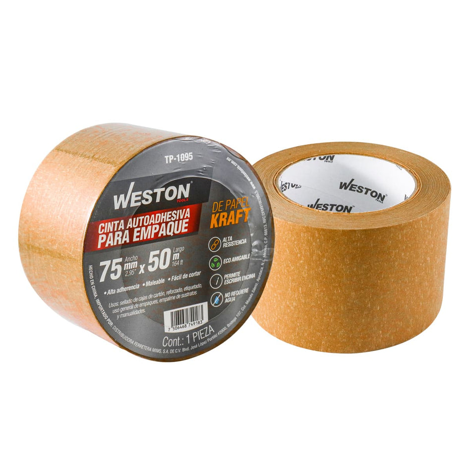 CINTA D/PAPEL KRAFT AUTOADHESIVA 75mm X