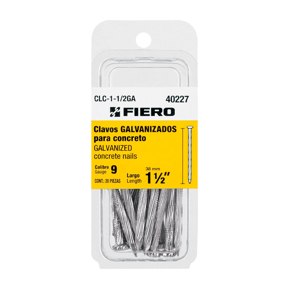 Blíster con 20 clavos galvanizados p/con