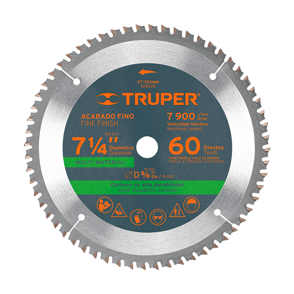 Disco sierra 7-1/4' multimaterial, 60 di