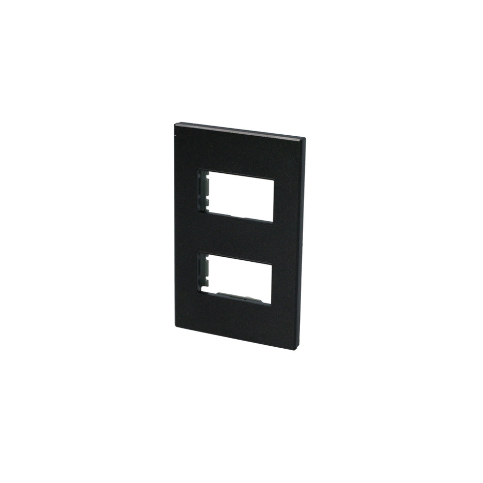 Placa 2 módulos 1/3, línea Premium, color negro Surtek P602N