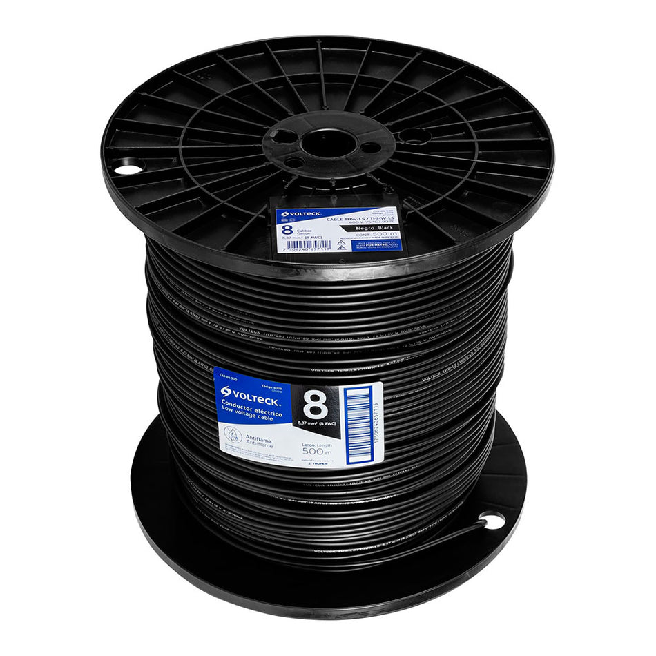Metro de cable THHW-LS 8 AWG negro en ca