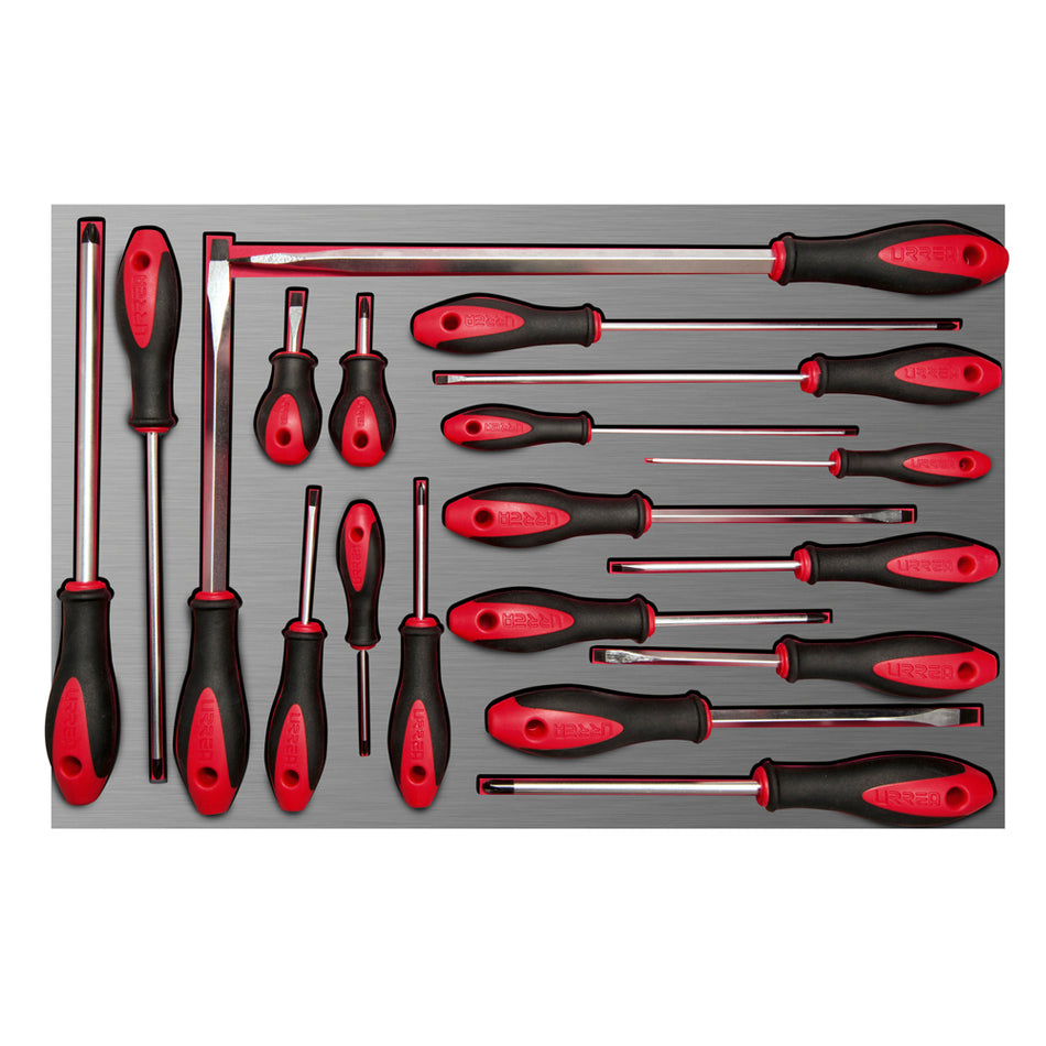 Juego de destornilladores mango bimaterial varias puntas 19 piezas, CH307L-C Urrea CH307L