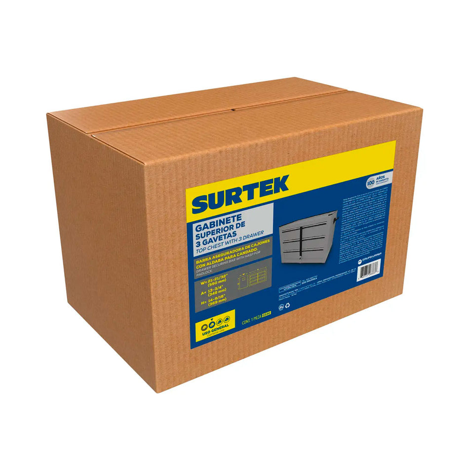 Gabinete superior color gris 3 gavetas 21" Surtek GS3G