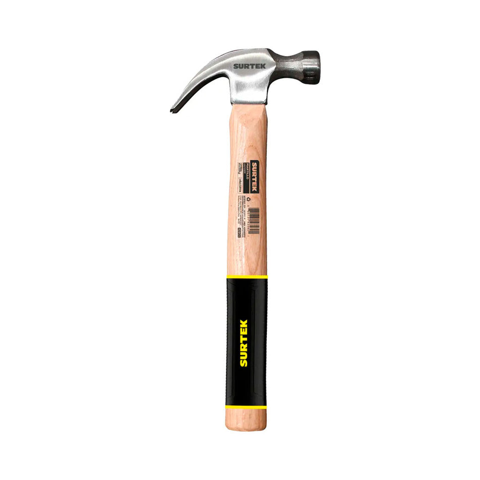 Martillo de uña curva pulido con mango de madera, 16 oz Surtek 408RG