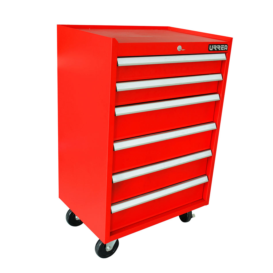 Gabinete móvil 6 gavetas color rojo serie EX 27" Urrea EX27M6