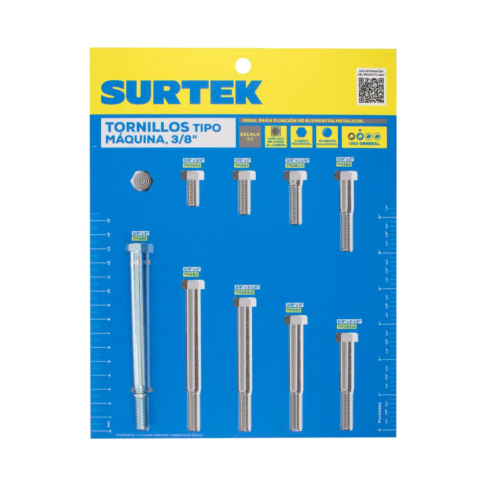 Muestrario de tornillos tipo maquina 3/8" Surtek MUET2
