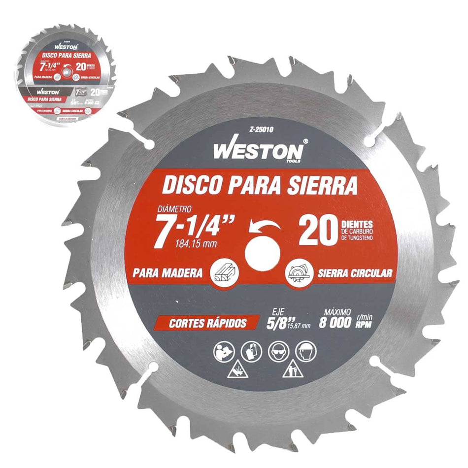 DISCO PARA SIERRA CIRCULAR P/MADERA 7-1/