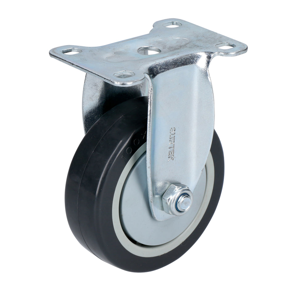 Rodaja de poliuretano negro fija 4" Surtek RG10F