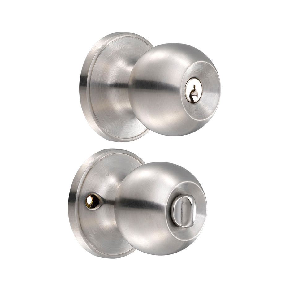 Pomo tubular bola función entrada, acero inoxidable, llave estándar, blíster Lock 12PO