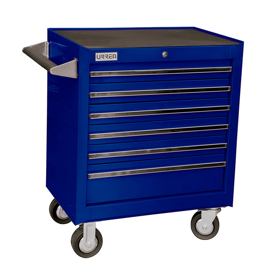 Gabinete móvil 6 gavetas color azul serie X 27" Urrea X27M6A