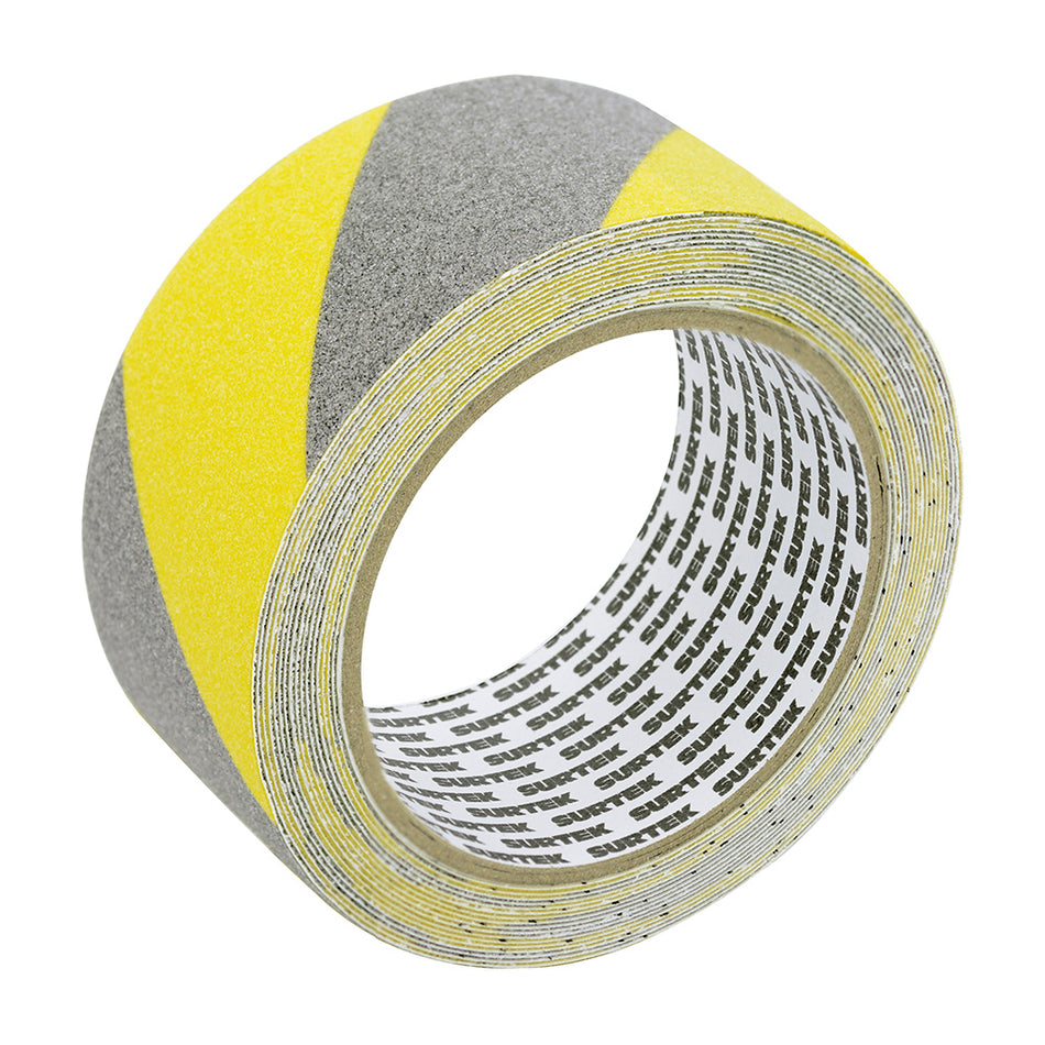 Cinta antiderrapante ancho 48 mm de 5 m, color amarillo/gris Surtek 137369