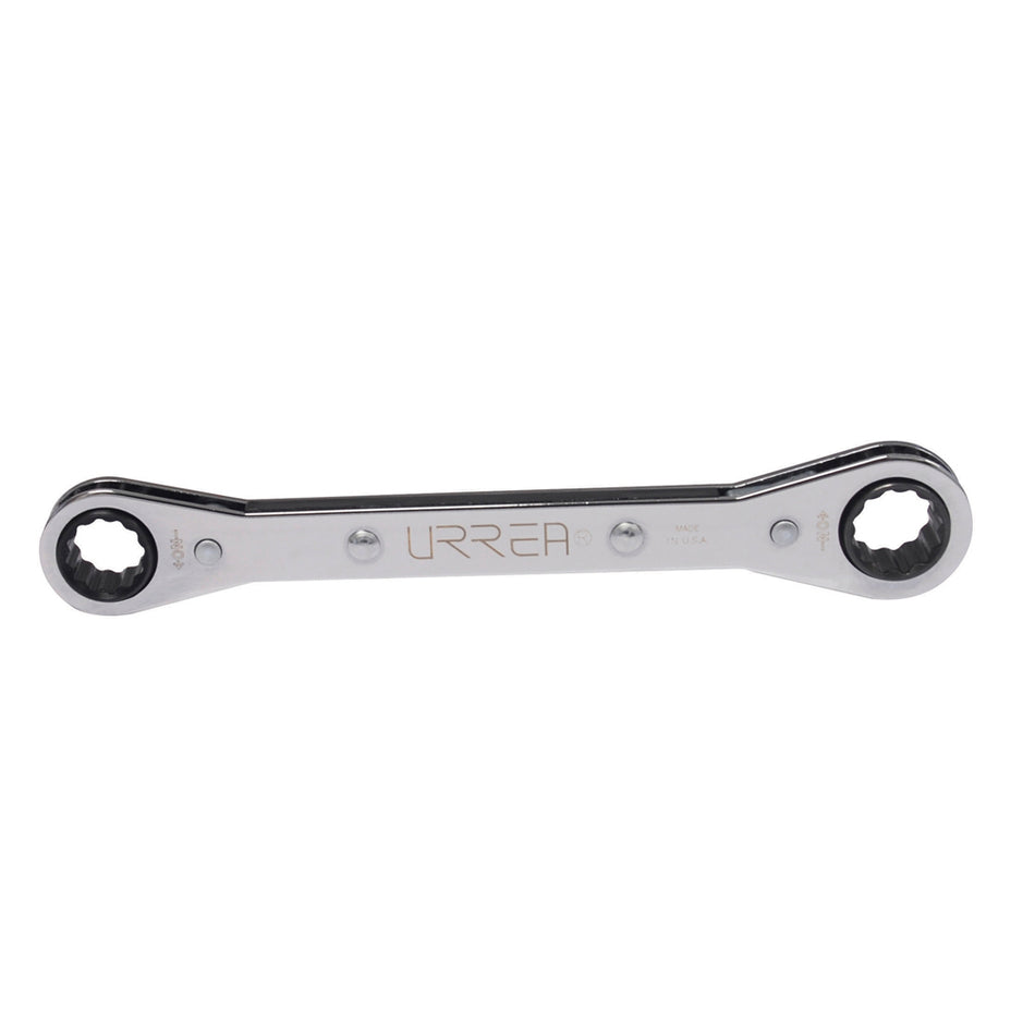 Llave de estrías pulido espejo plana de matraca en pulgadas, 12 puntas, 3/8" x 7/16" Urrea 1192