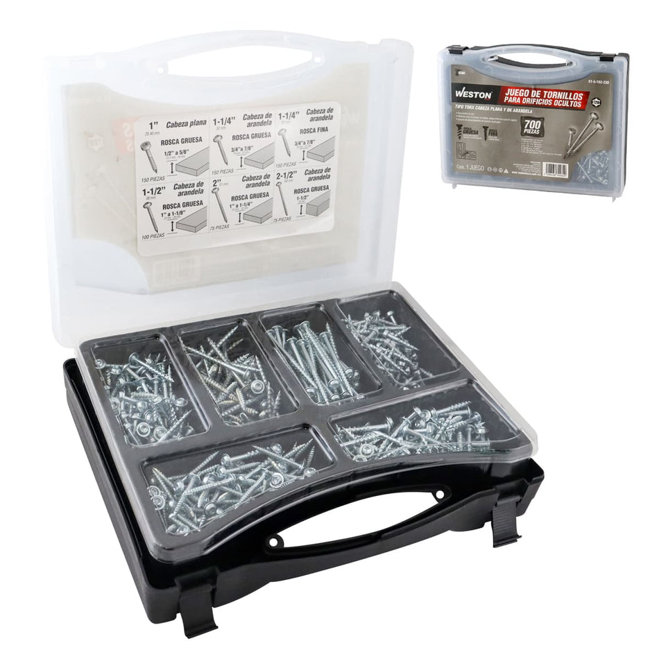 JUEGO DE 700 TORNILLOS T20 C/ESTUCHE, WE
