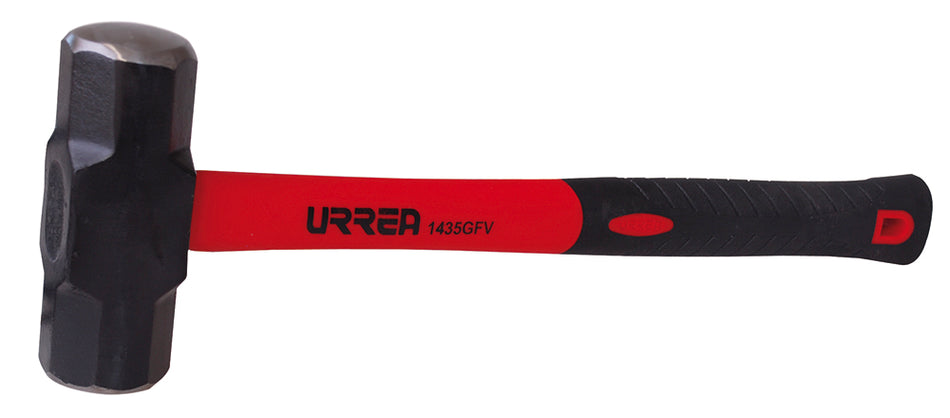 Marro octagonal cabeza maquinada con mango de fibra de vidrio de 15-1/4", 4 lb Urrea 1435GFV
