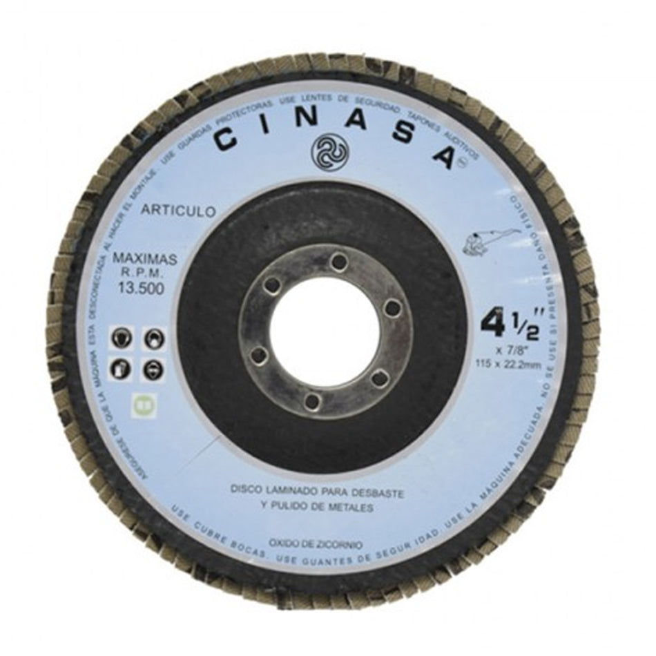 DISCO LAMINADO ZIRCONIO 4-1/2" X 7/8 G80
