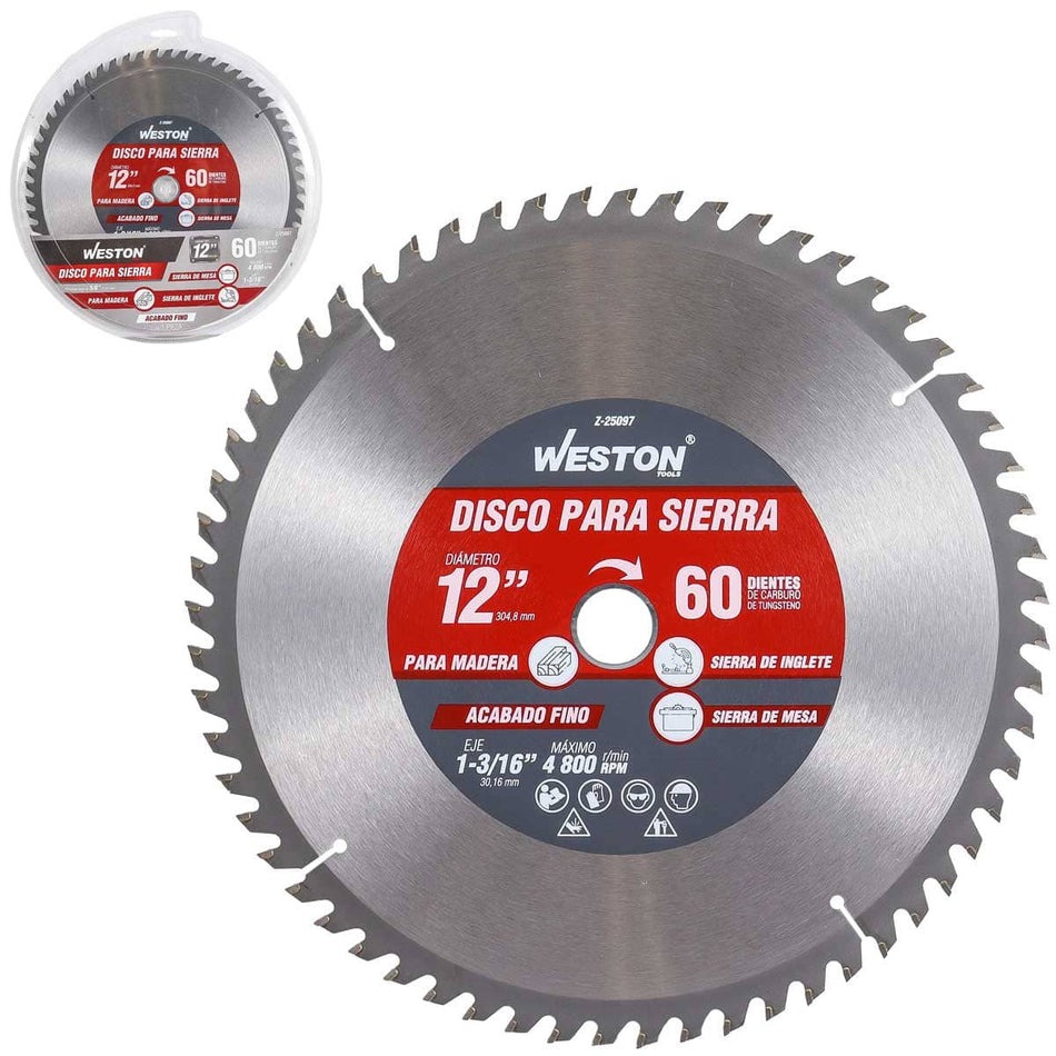 DISCO PARA SIERRA CIRCULAR P/MADERA 12 X