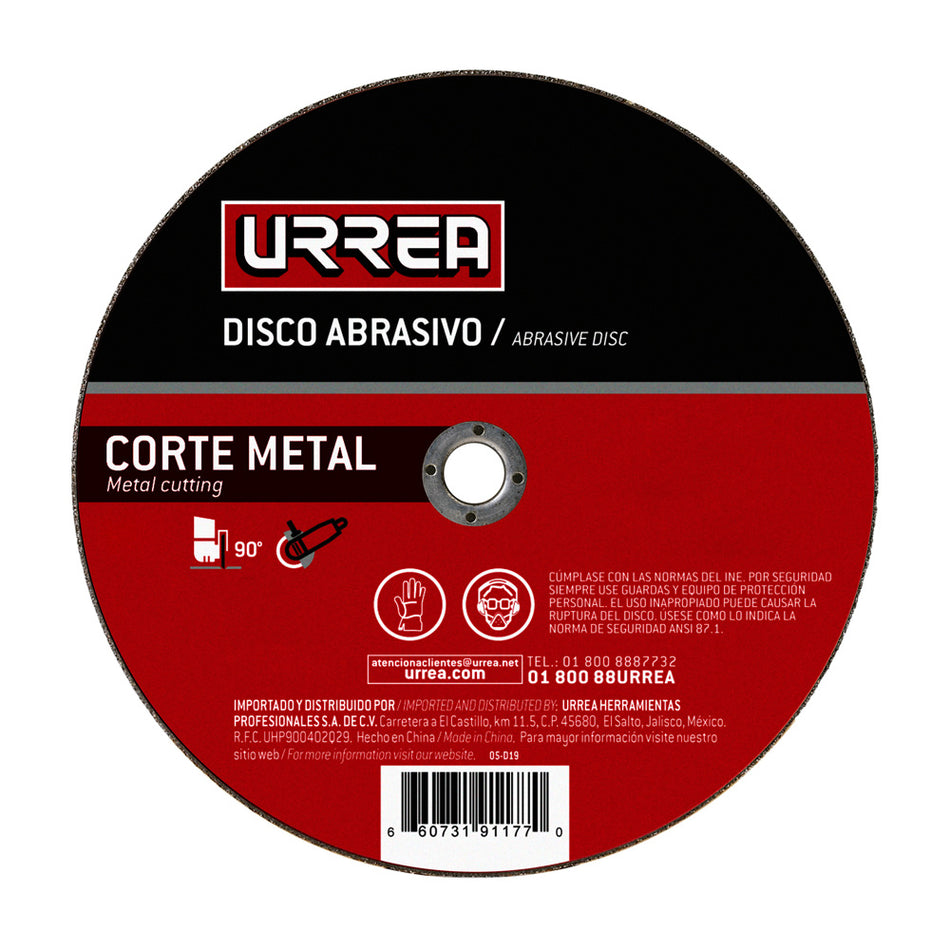 Disco abrasivo tipo 1 para metal 4-1/2" x 1/16" Urrea AMCS04