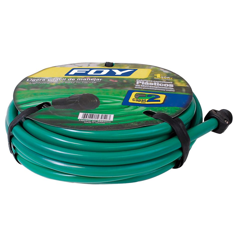 Manguera para jardín lisa con conector plástico 2 capas 1/2", 15 m Foy M12L15P