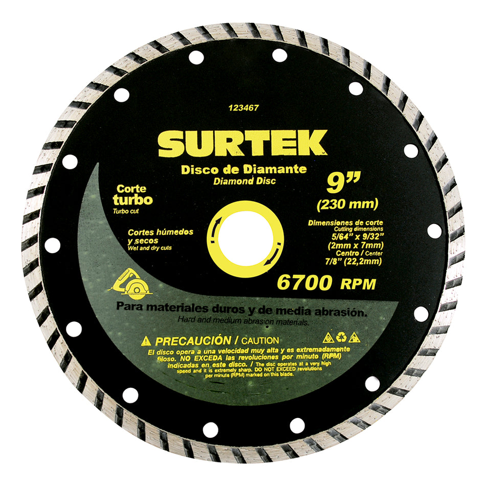 Disco de diamante turbo 9" Surtek 123467