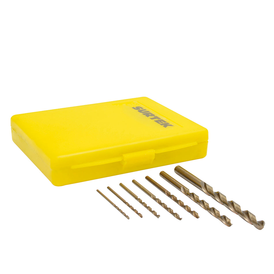Juego de brocas con cobalto de acero de alta velocidad zanco recto, 7 piezas Surtek JBAV7