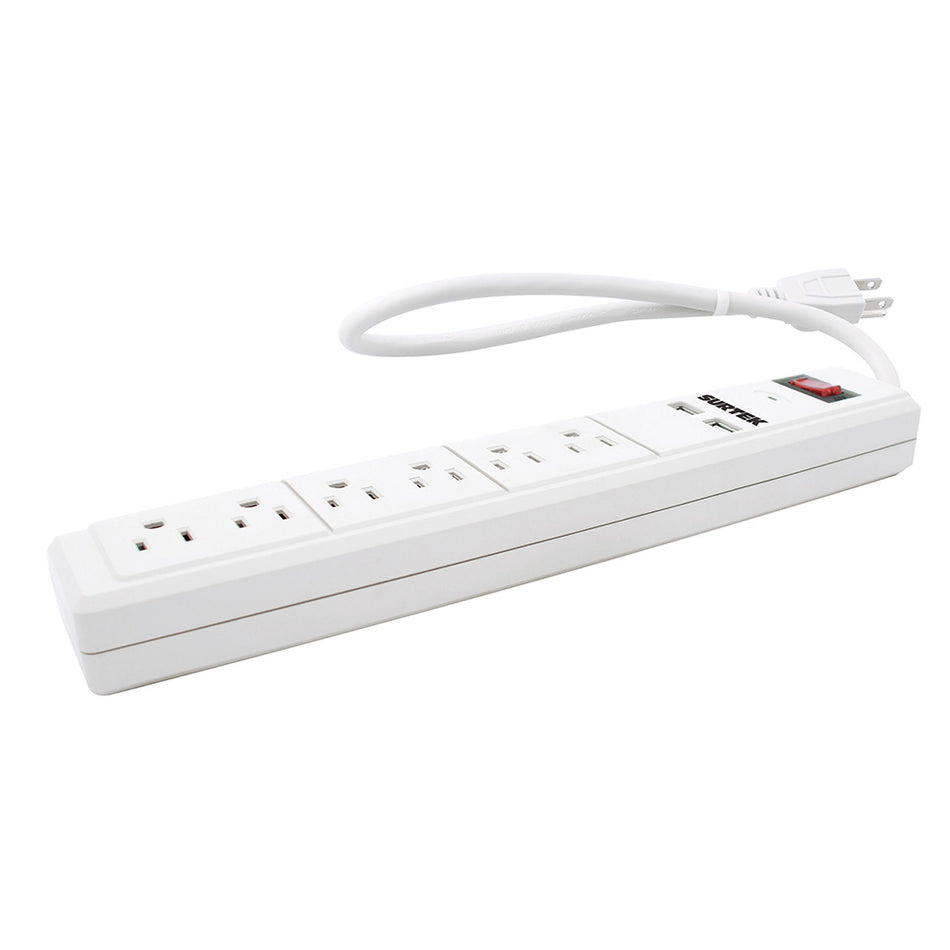 Multicontacto de barra 6 entradas 2 USB cable 50 cm Surtek 136204