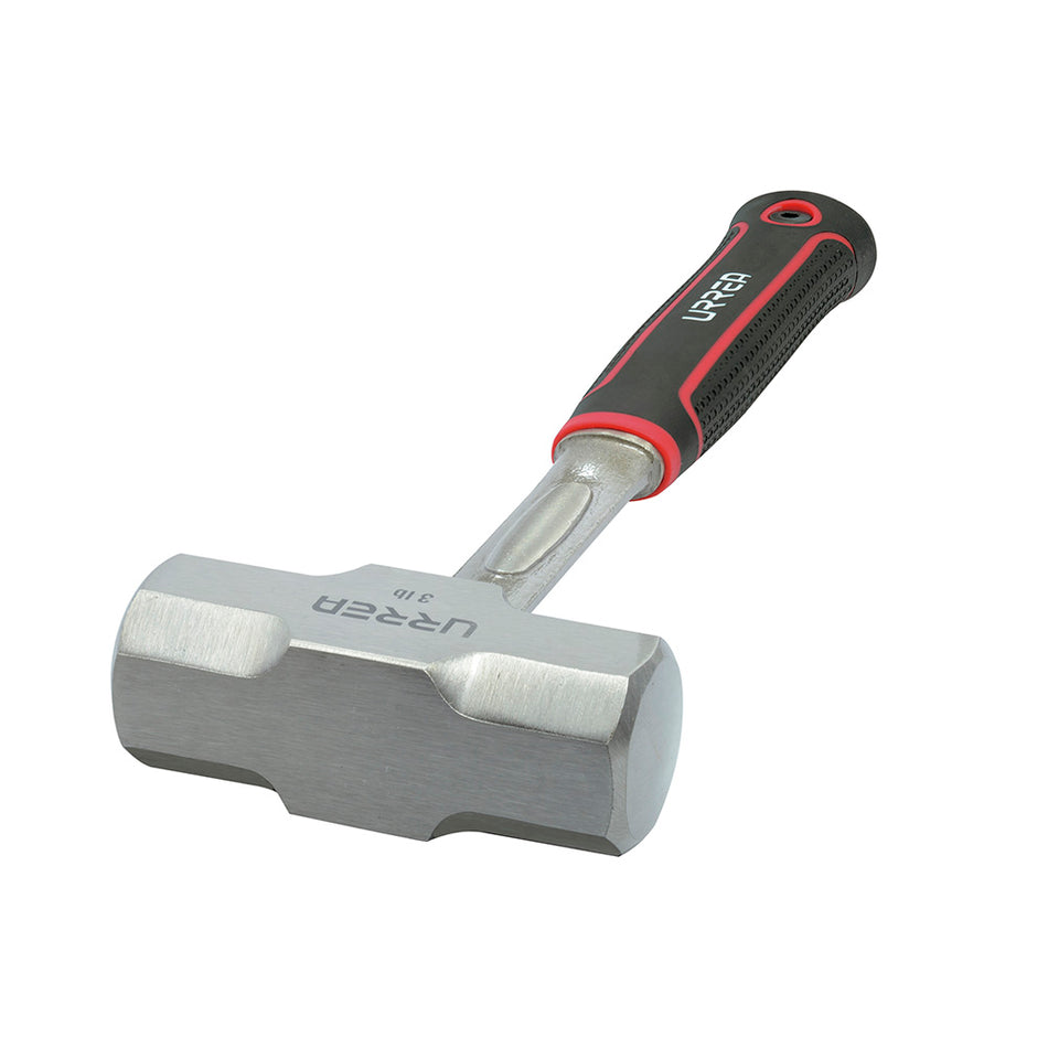 Marro octagonal forjado en una pieza con mango Rubber grip anti-vibración de 12-1/5", 3 lb Urrea 1434AF