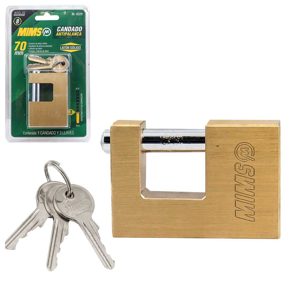 CANDADO ANTIPALANCA DE LATÓN SÓLIDO 70MM