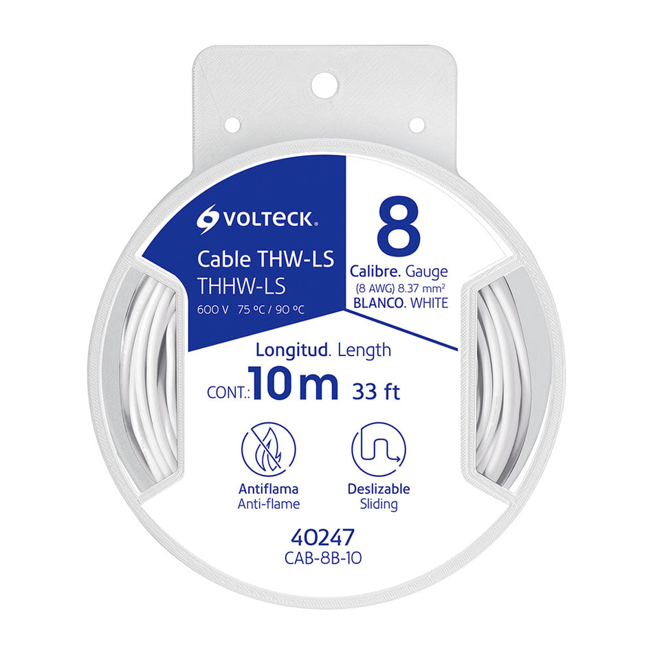 Carrete con 10 m de cable THHW-LS 8 AWG