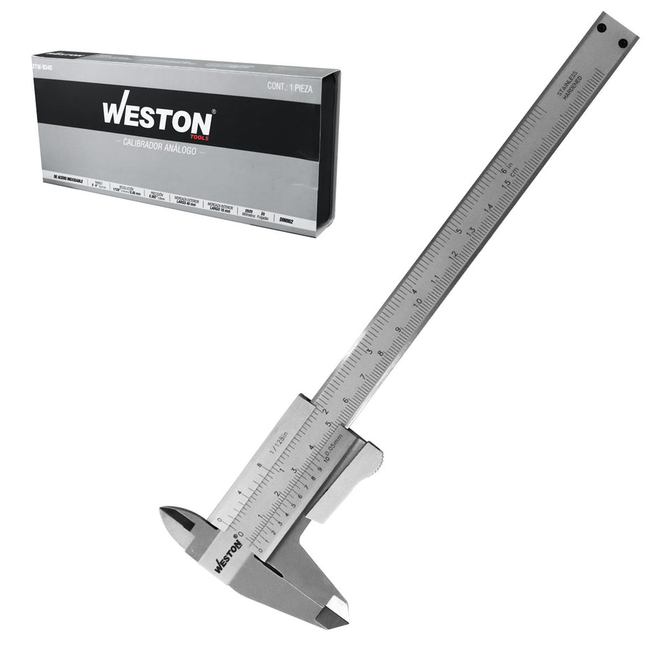 CALIBRADOR VERNIER ACERO INOX. 6" (MM Y