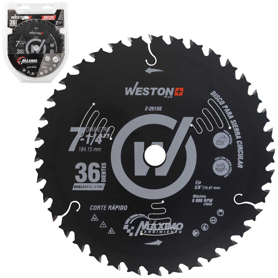 DISCO PARA SIERRA CIRCULAR P/MADERA CORT