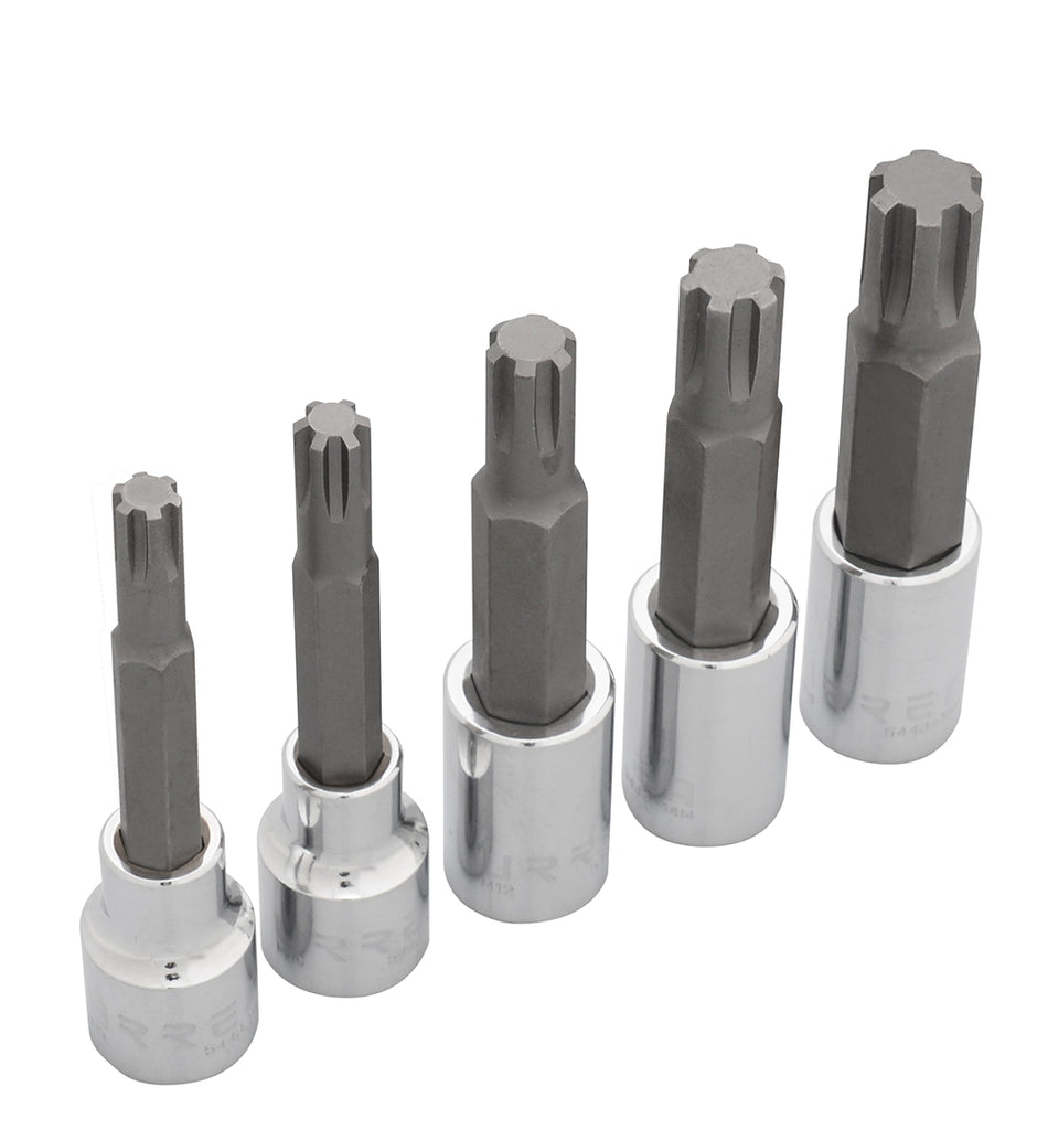 Juego de dados con punta ribe cuadro de 1/2", en riel, 5 piezas Urrea 5443M5