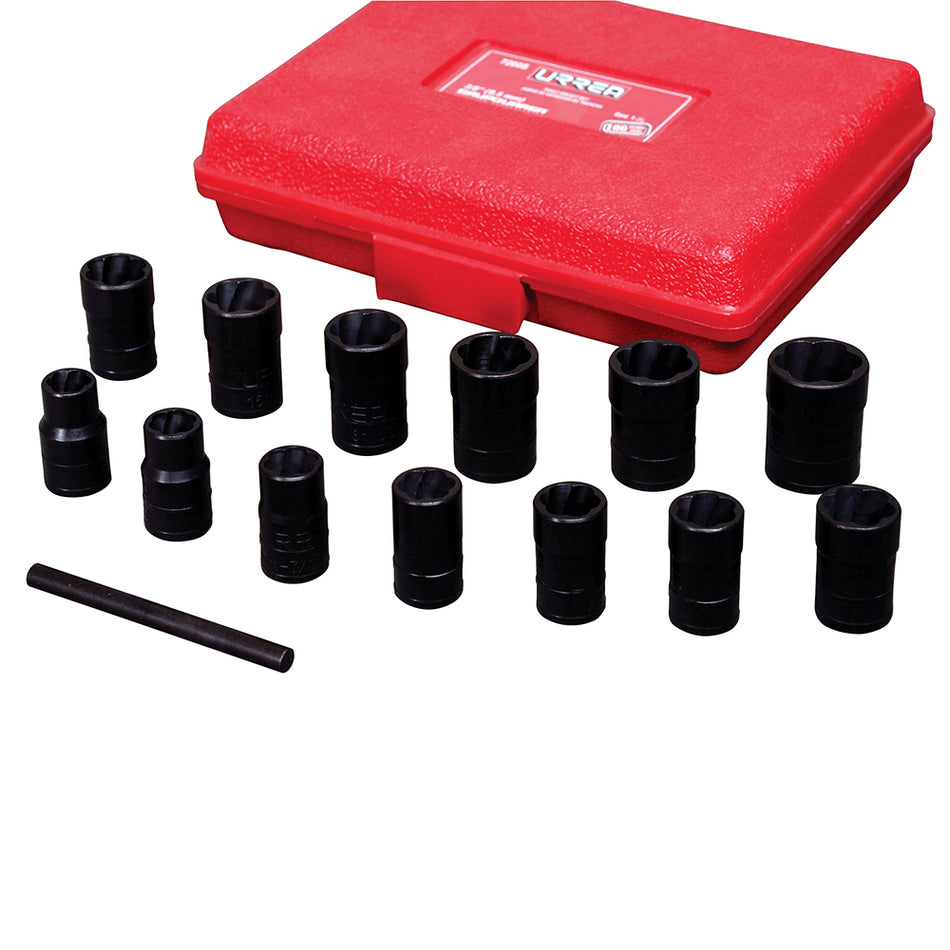 Juego de extractor tuercas barridas 3/8", 14 piezas Urrea 7200S