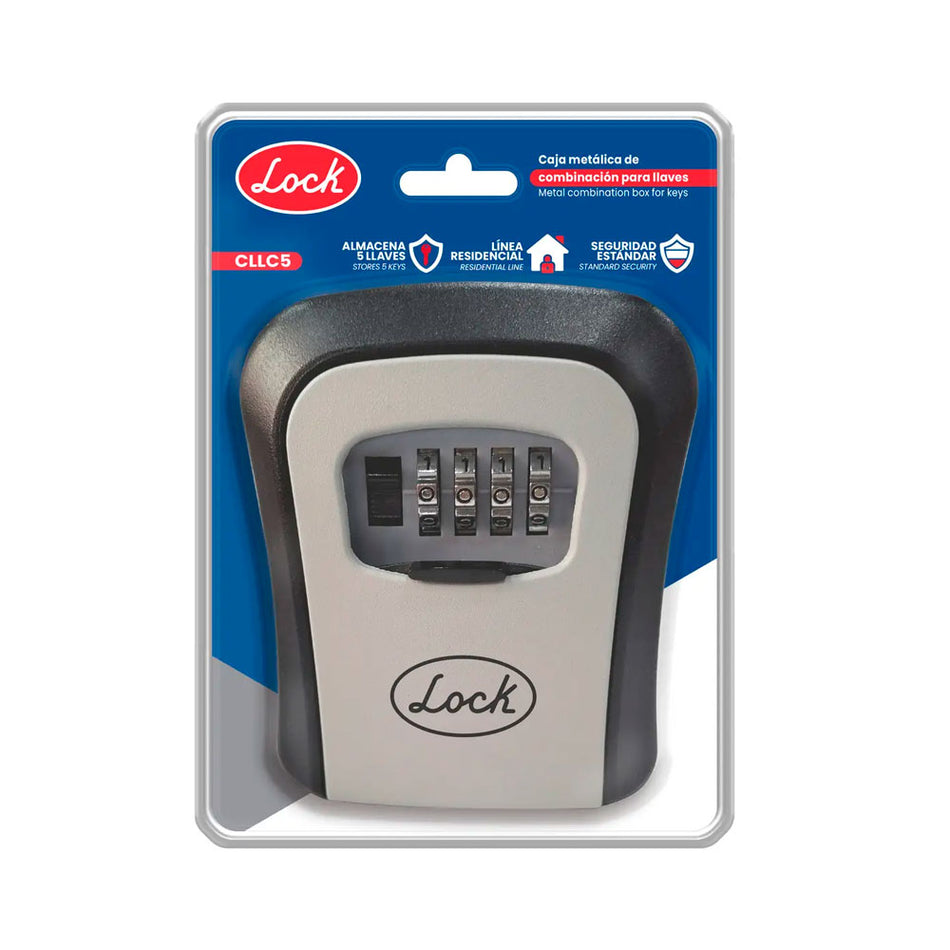 Caja metálica de combinación para 5 llaves, para pared Lock CLLC5