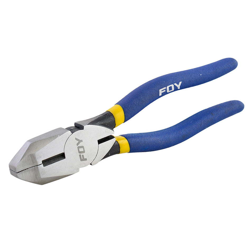 Pinza para electricista con mango con doble plastisol de 9" corte lateral Foy 142043