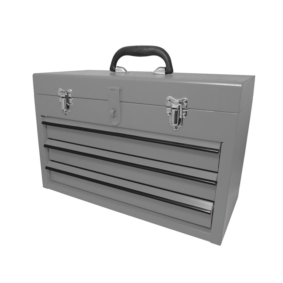 Caja portaherramientas metálica color gris con 3 gavetas 11" x 18" x 9" Surtek CM3G