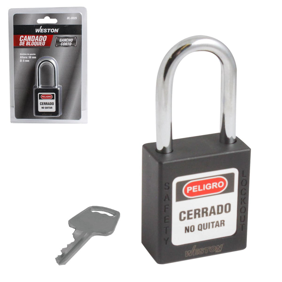 CANDADO DE BLOQUEO NEGRO 38MM (CAJA C/10