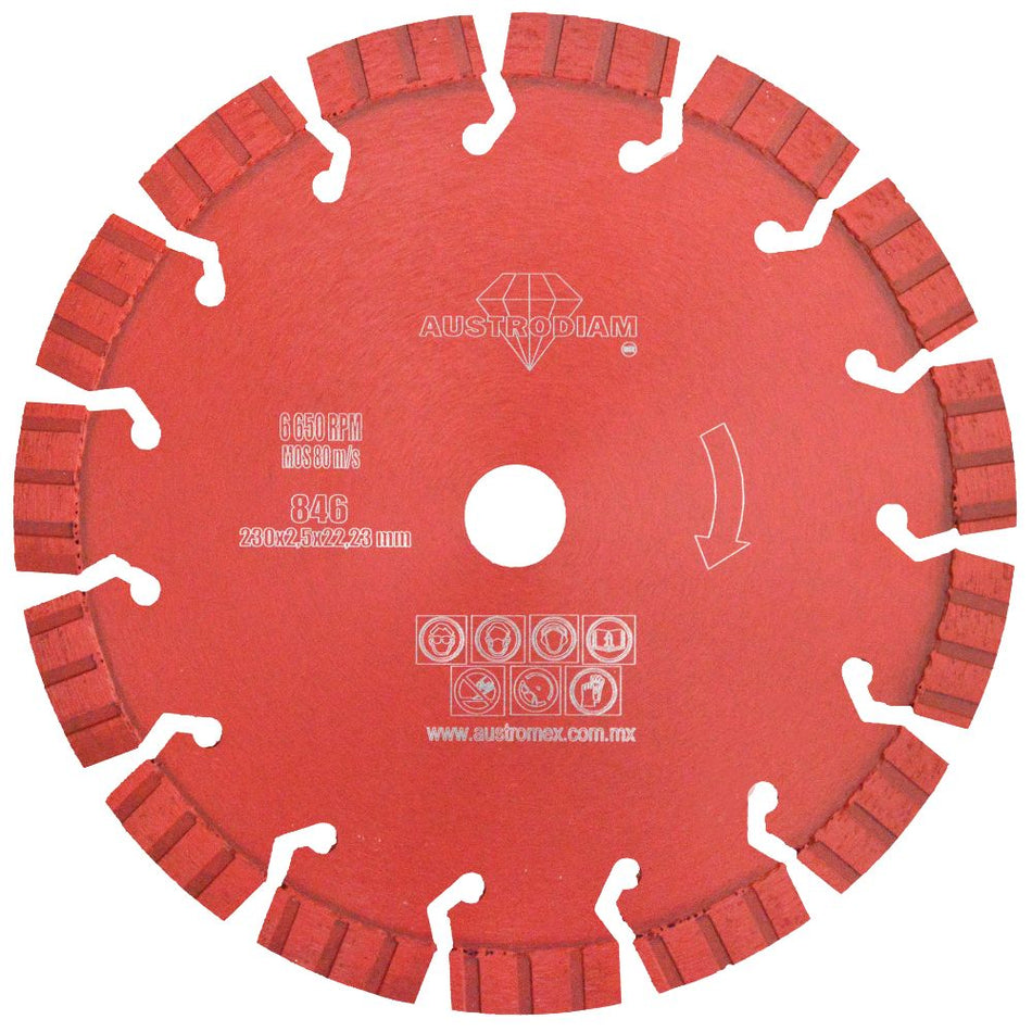 Disco de diamante segmentado color rojo
