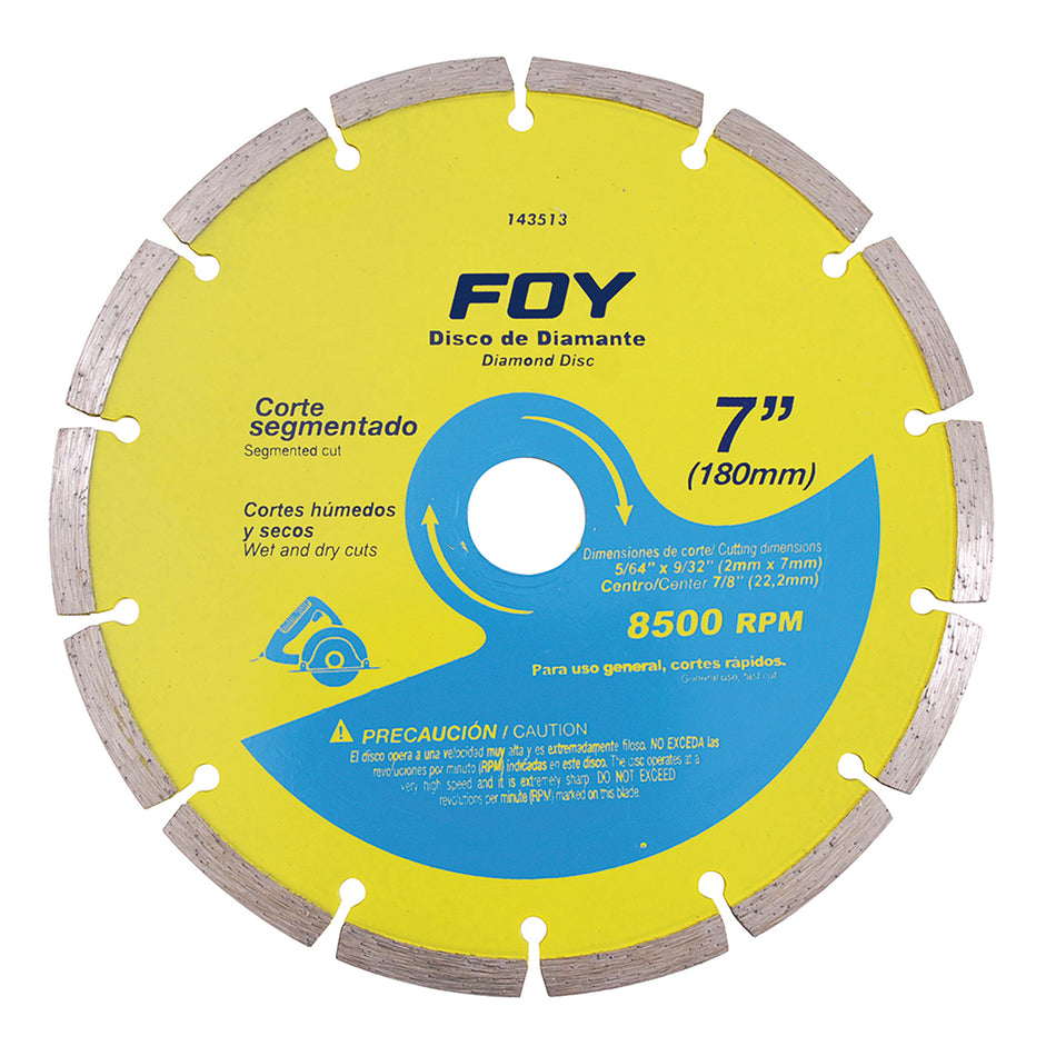Disco de diamante segmentado, 7" Foy 143513
