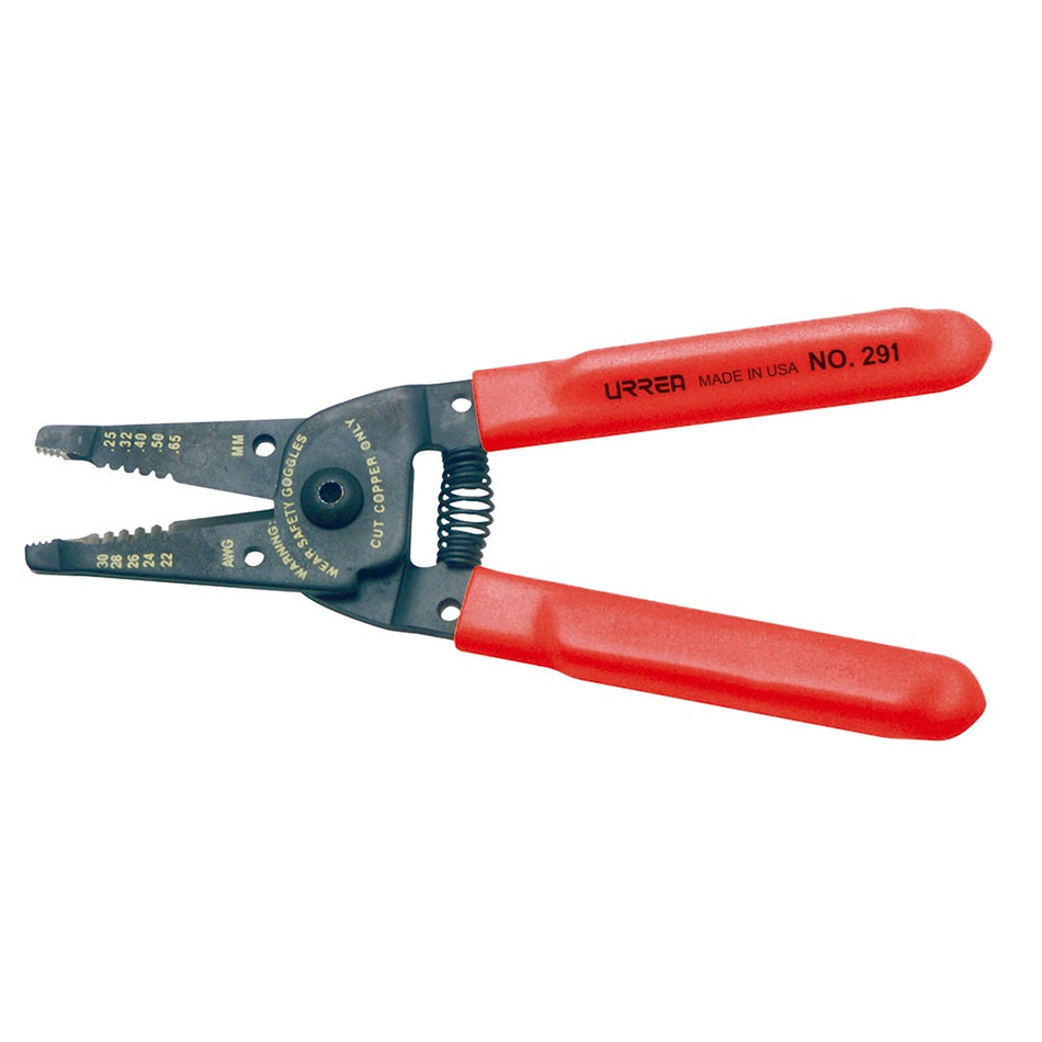 Pinza pelacable con mango air cushion 10-22 AWG de 6-3/4" alta palanca Urrea 291