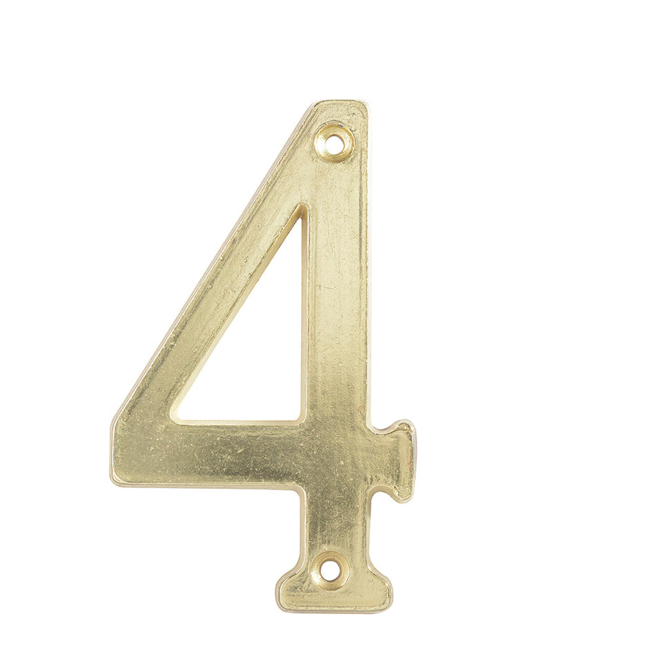 Número 4 slim 4" latón brillante Lock L6804LB