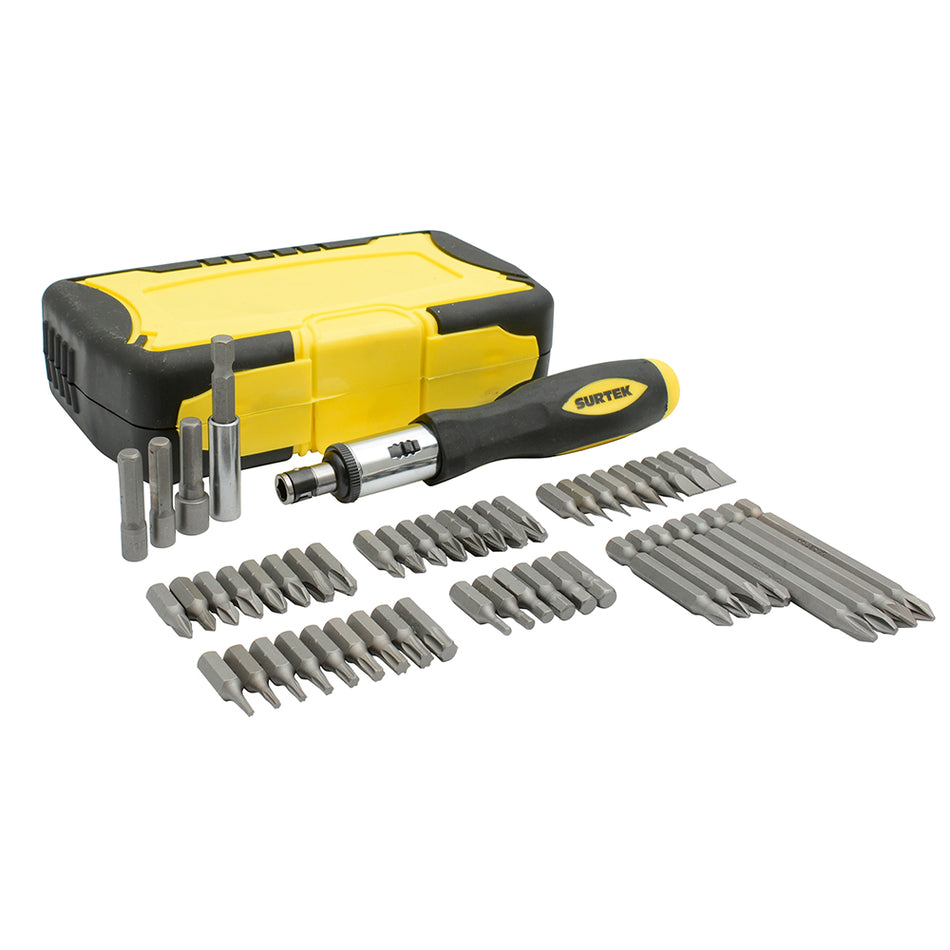 Juego de puntas y accesorios hexágono de 1/4", 53 piezas en blíster Surtek JDP53