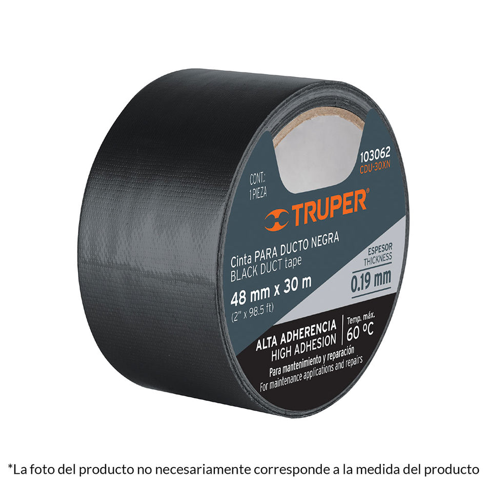 Cinta negra para ducto 10m x 48mm, espes