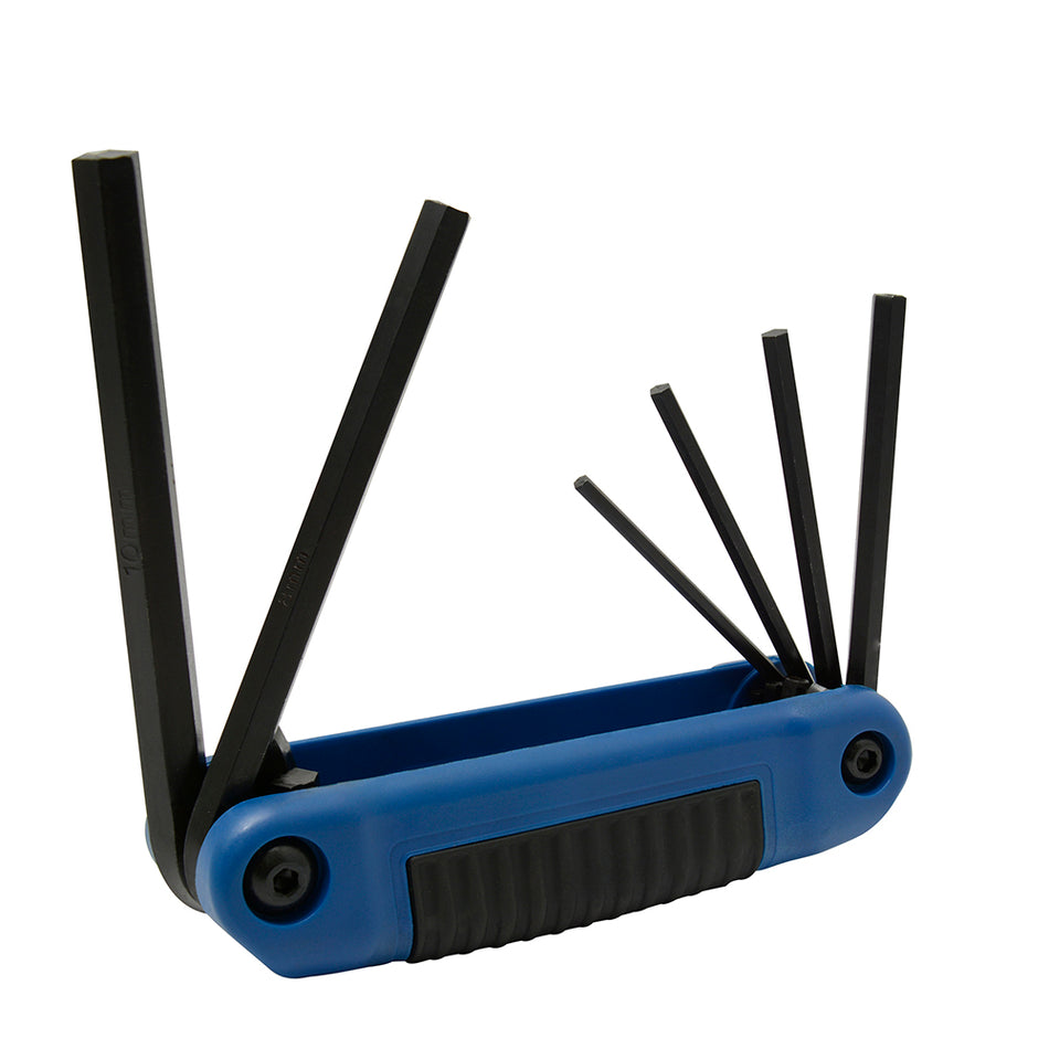 Juego de llaves hexagonales tipo navaja métricas 3 a 10 mm estuche bimaterial, 6 pz Urrea 4973BM