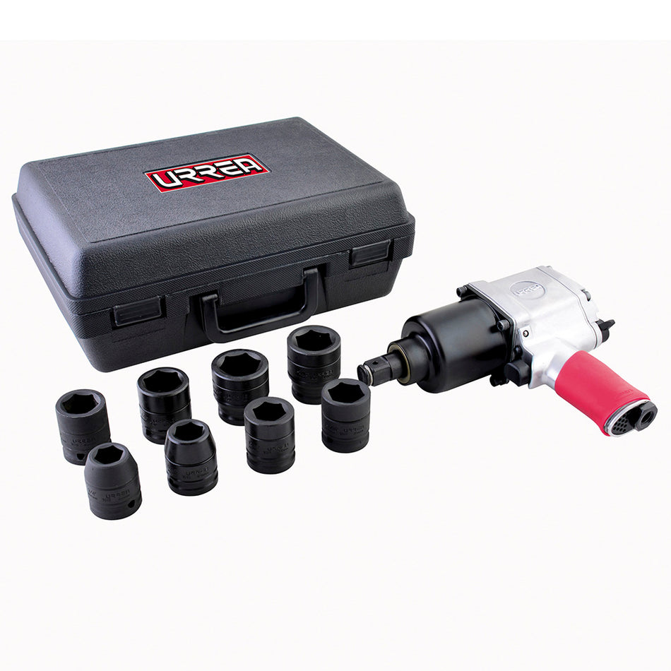 Juego de pistola de impacto neumática cuadro de 3/4" y accesorios en pulgadas, 10 piezas Urrea UP772HK