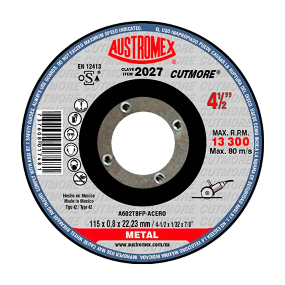 Disco abrasivo para corte de metal de 11