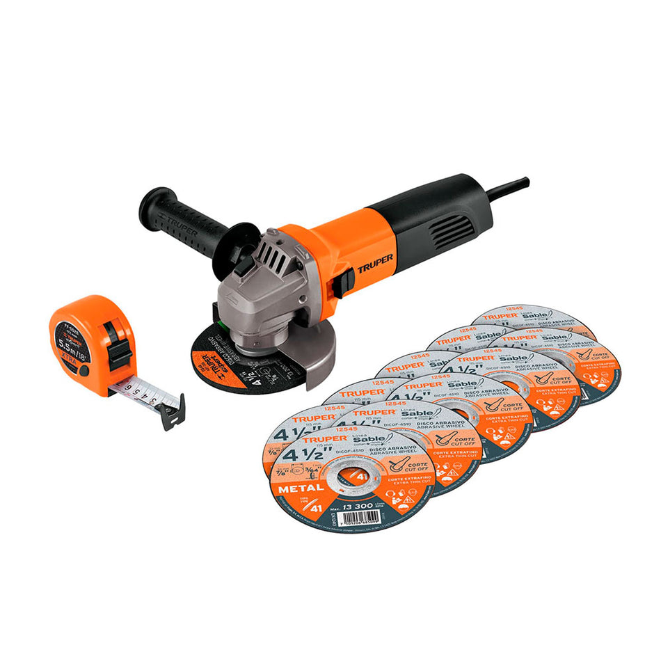 Esmeriladora 4-1/2' 700 W, 10 discos y f