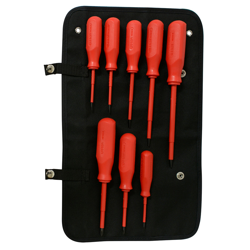 Juego de destornilladores rojos 1000 V combinados, 8 piezas Urrea J9700V